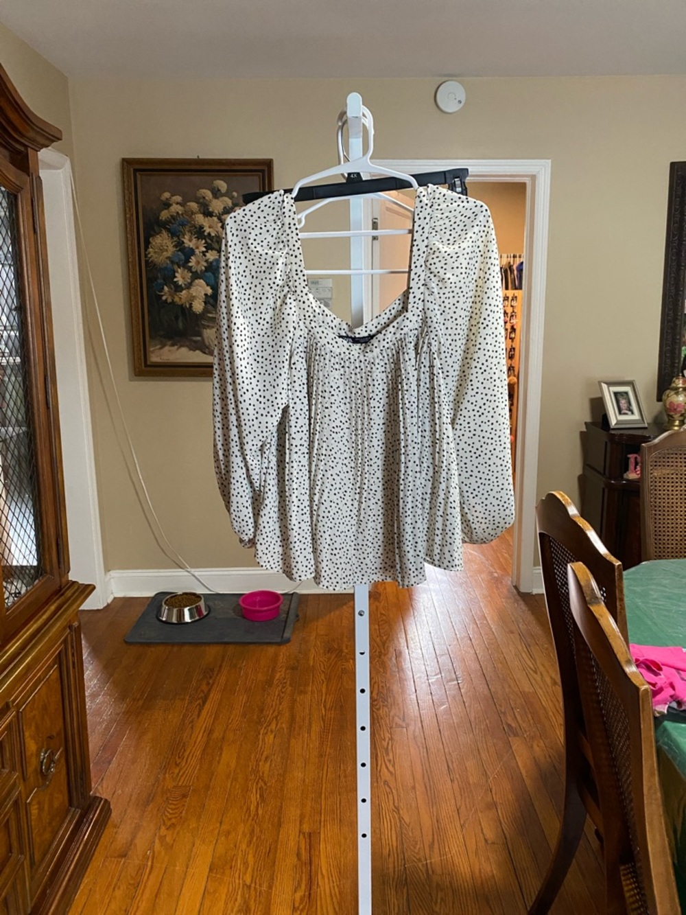 Zara Cream Blouse with Black Polka Dots